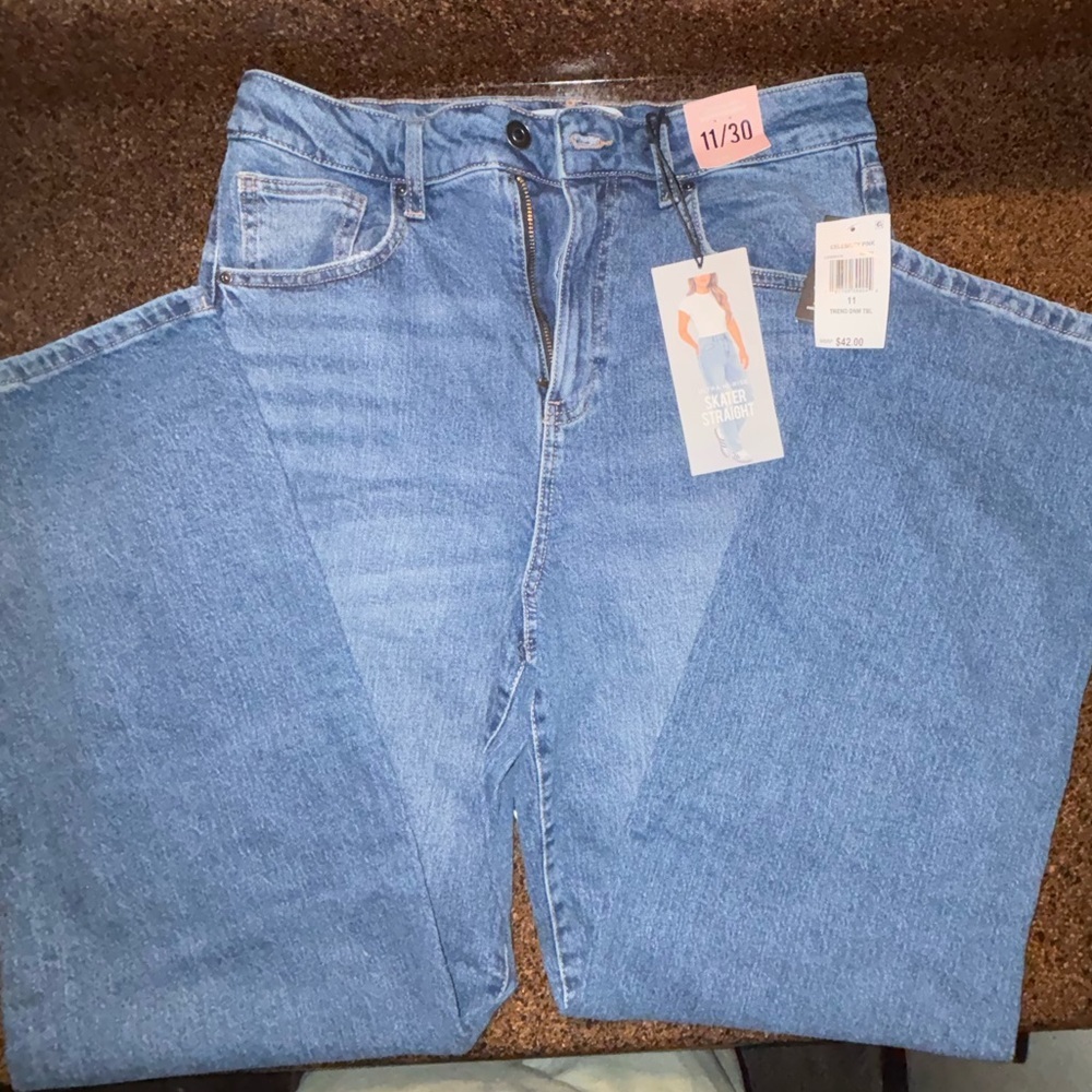 Celebrity Pink Light Blue High-Rise Skater Straight Jeans - Picture 3 of 5